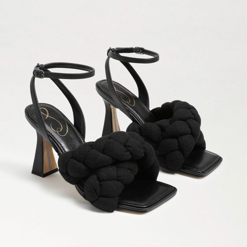 Sam Edelman Courtney Strappy Sandal-Black Linen/Leather