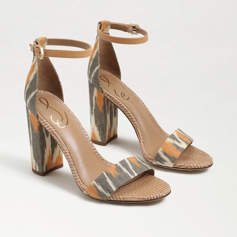 Sam Edelman Yaro Block Heel Sandal-Soft Grey Ikat Linen