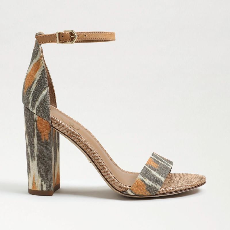 Sam Edelman Yaro Block Heel Sandal-Soft Grey Ikat Linen