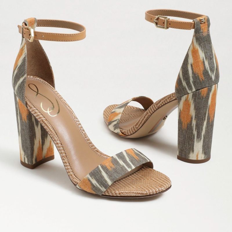 Sam Edelman Yaro Block Heel Sandal-Soft Grey Ikat Linen