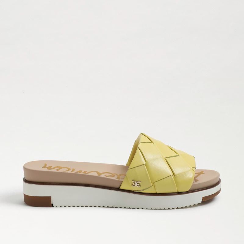Sam Edelman Adaley Woven Slide Sandal-Butter Yellow Leather