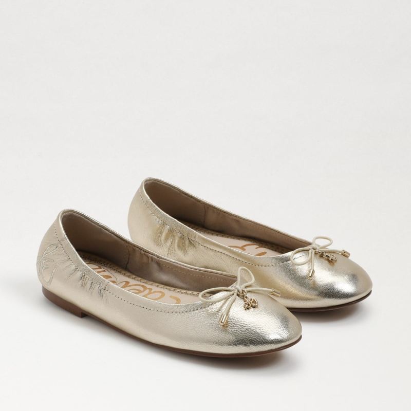 Sam Edelman Felicia Kids Ballet Flat-Gold Leaf Leather - Click Image to Close