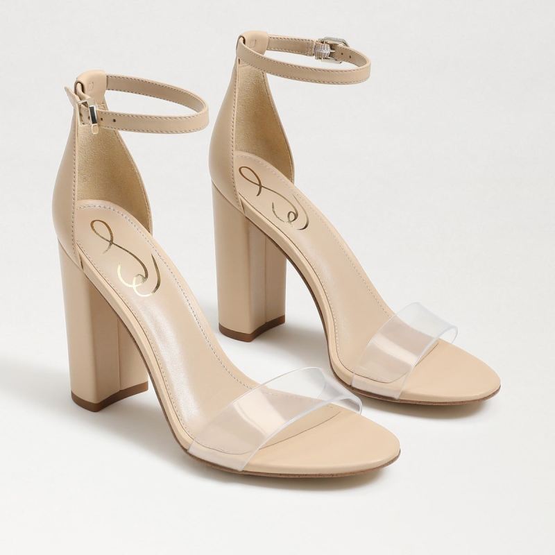 Sam Edelman Yaro Block Heel Sandal-Clear/Almond PVC