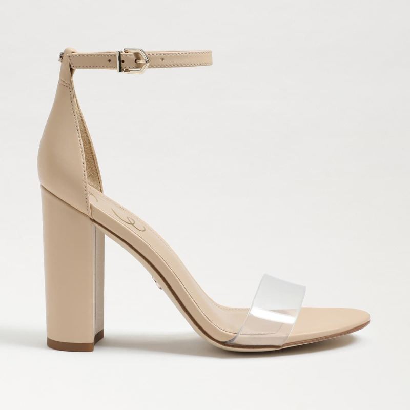 Sam Edelman Yaro Block Heel Sandal-Clear/Almond PVC
