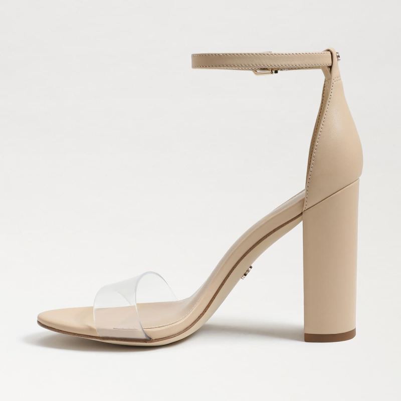 Sam Edelman Yaro Block Heel Sandal-Clear/Almond PVC