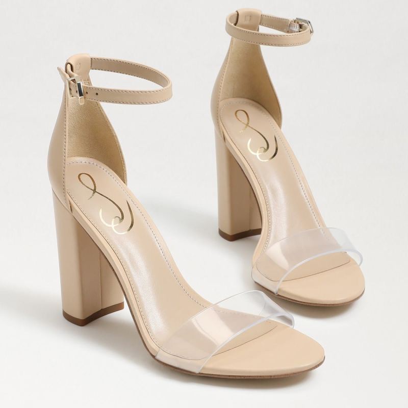 Sam Edelman Yaro Block Heel Sandal-Clear/Almond PVC