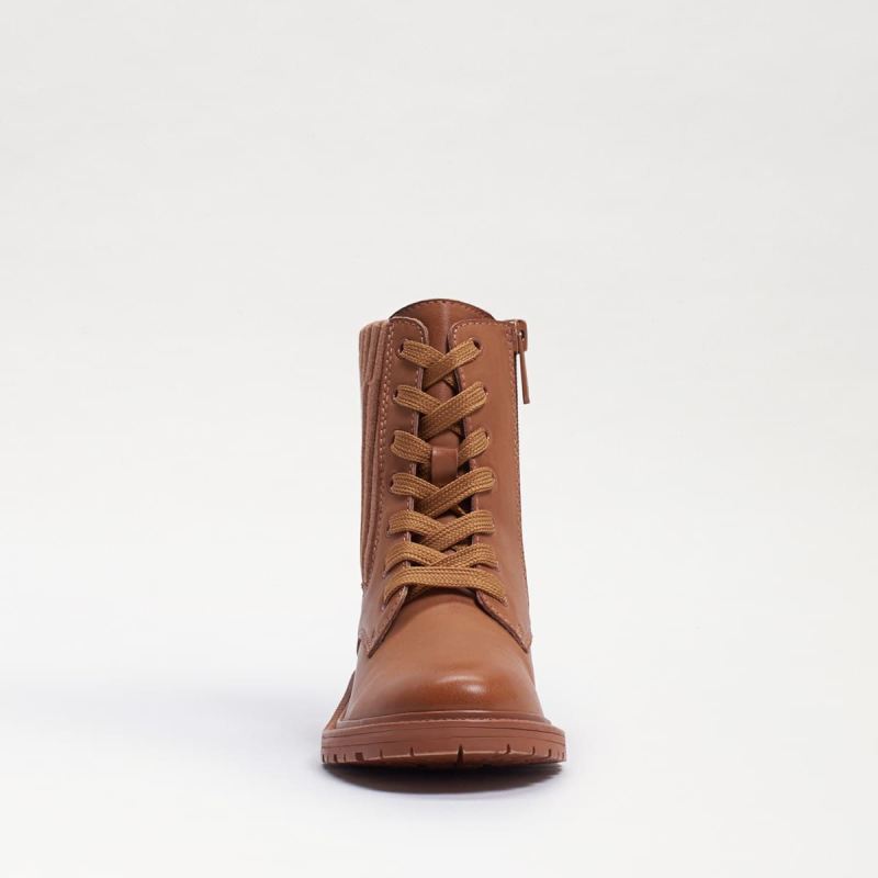 Sam Edelman Lydell Kids Combat Boot-Lt Cuoio Brown Leather