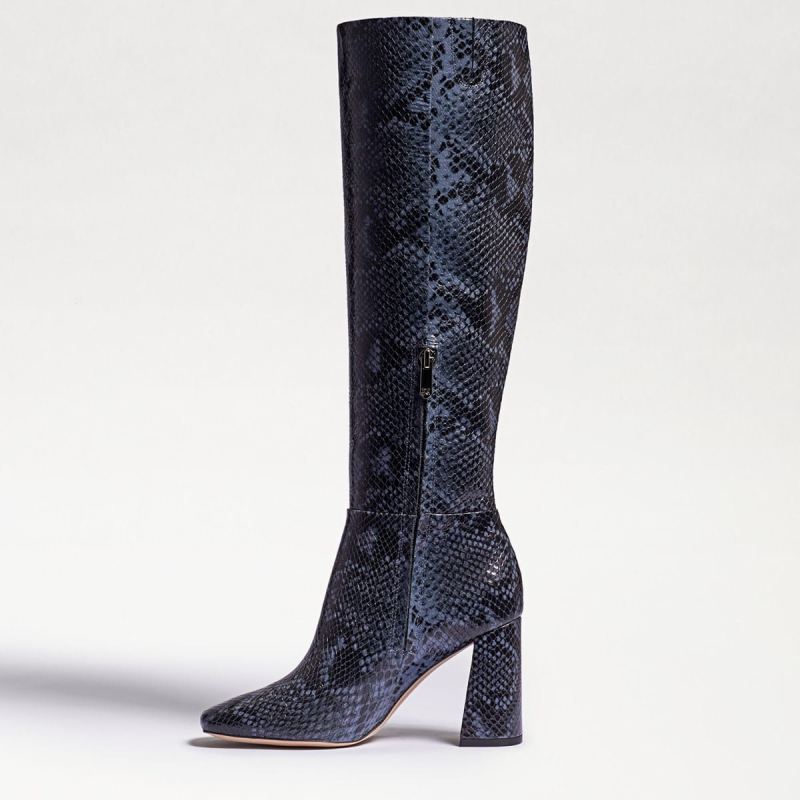 Sam Edelman Clarem Knee High Boot-Marina Blue Snake