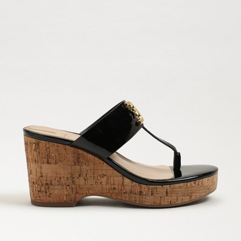 Sam Edelman Yardlie Platform Wedge-Black Patent