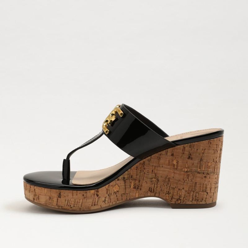 Sam Edelman Yardlie Platform Wedge-Black Patent