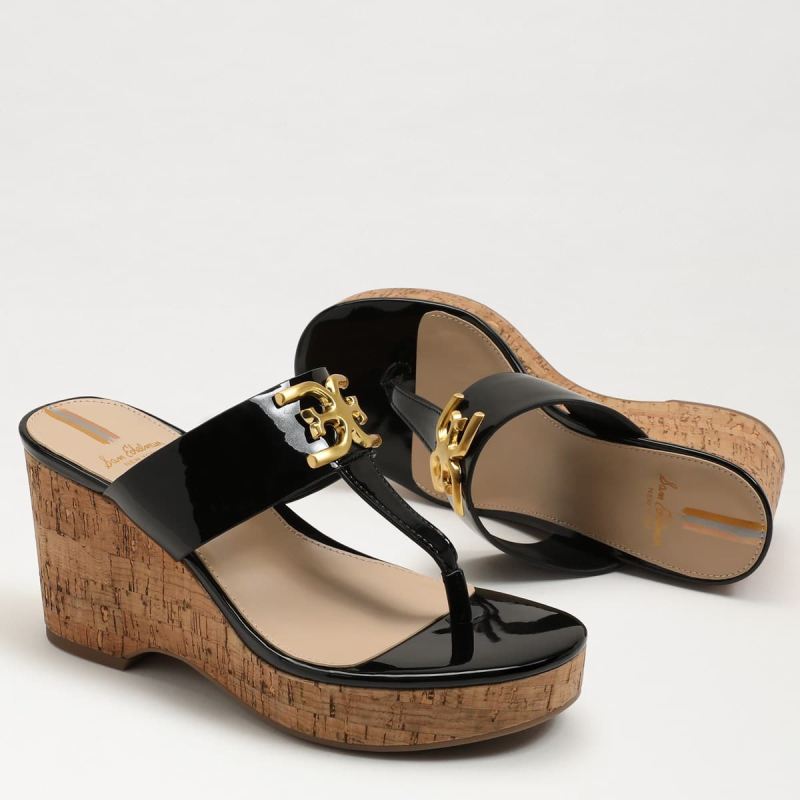 Sam Edelman Yardlie Platform Wedge-Black Patent