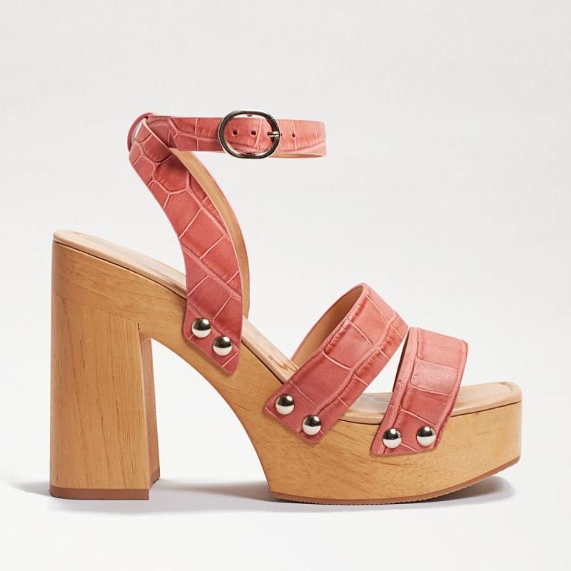 Sam Edelman Rosalind Platform Heeled Sandal-Terra Rose Croc