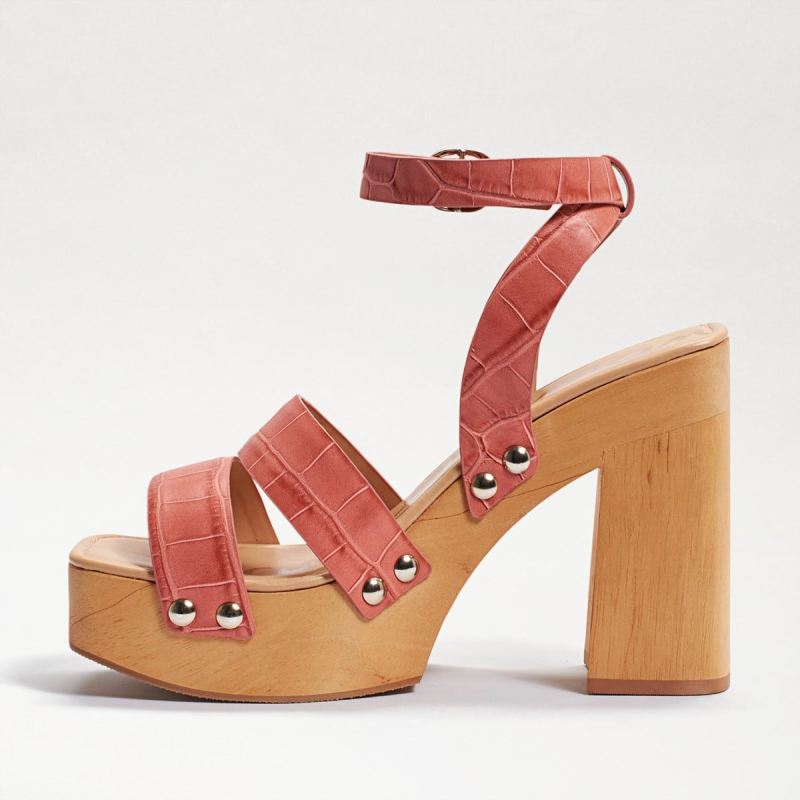 Sam Edelman Rosalind Platform Heeled Sandal-Terra Rose Croc