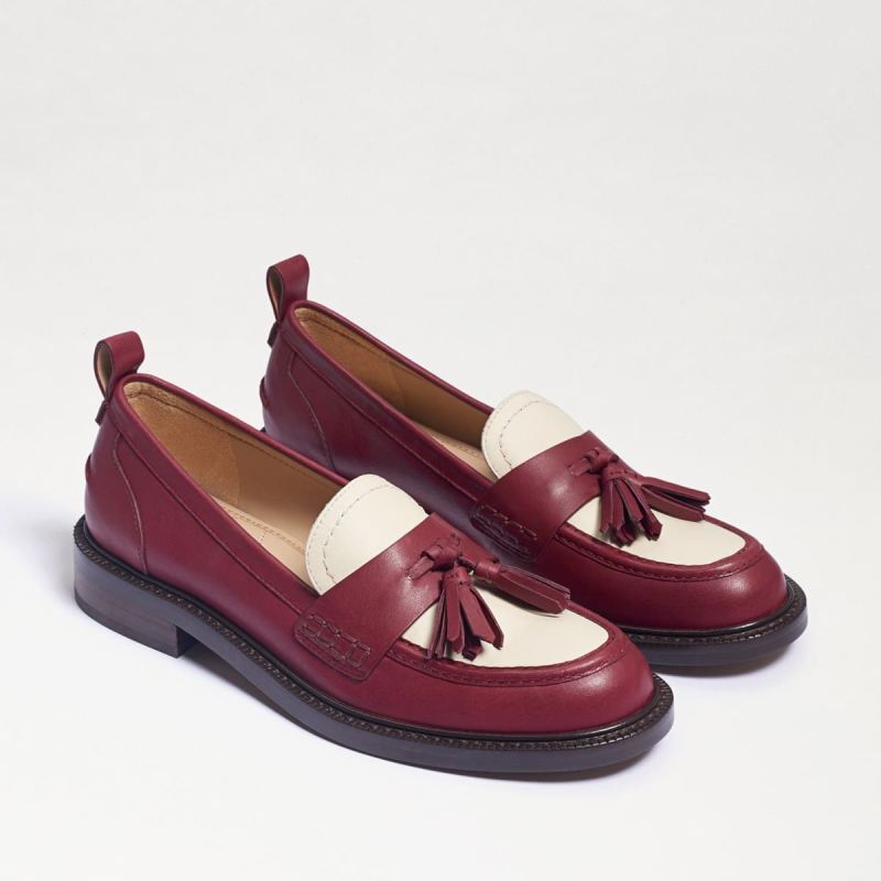 Sam Edelman Caylia Loafer-Bordeaux/Modern Ivory Leather - Click Image to Close