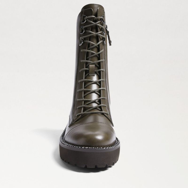 Sam Edelman Lenley Combat Boot-Alpine Green Leather