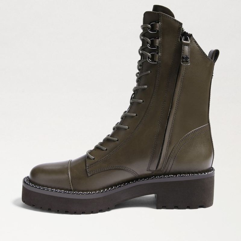 Sam Edelman Lenley Combat Boot-Alpine Green Leather