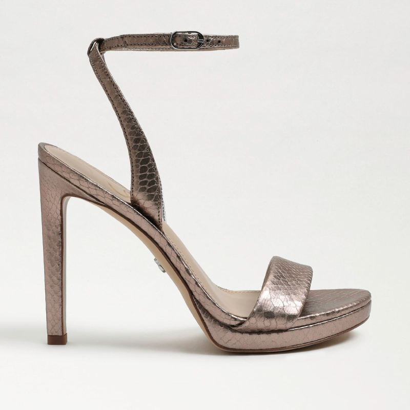 Sam Edelman Jade Ankle Strap Heel-Pewter Boa Leather