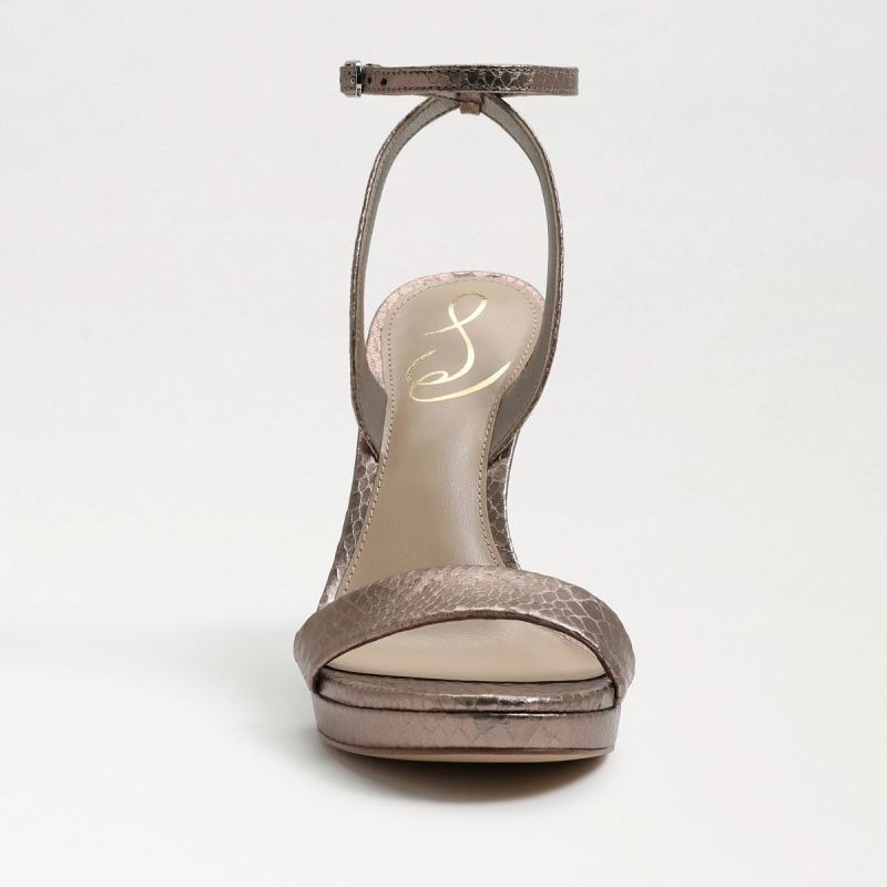 Sam Edelman Jade Ankle Strap Heel-Pewter Boa Leather