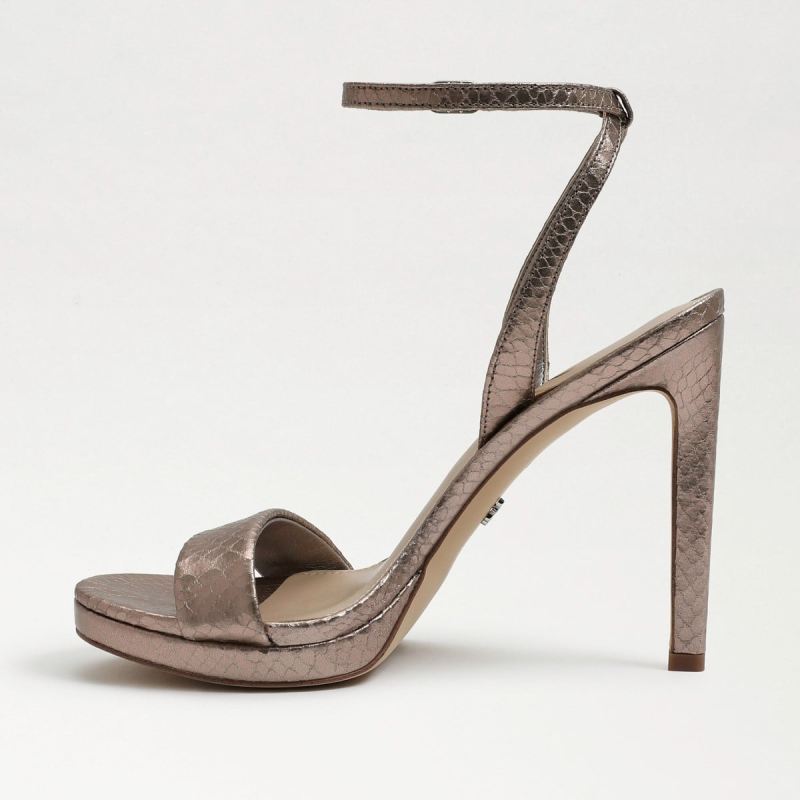 Sam Edelman Jade Ankle Strap Heel-Pewter Boa Leather