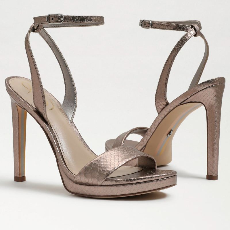 Sam Edelman Jade Ankle Strap Heel-Pewter Boa Leather