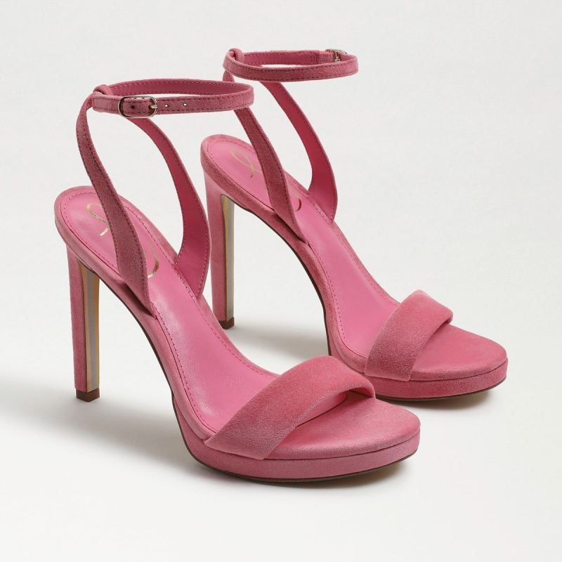 Sam Edelman Jade Ankle Strap Heel-Carmine Rose Suede - Click Image to Close