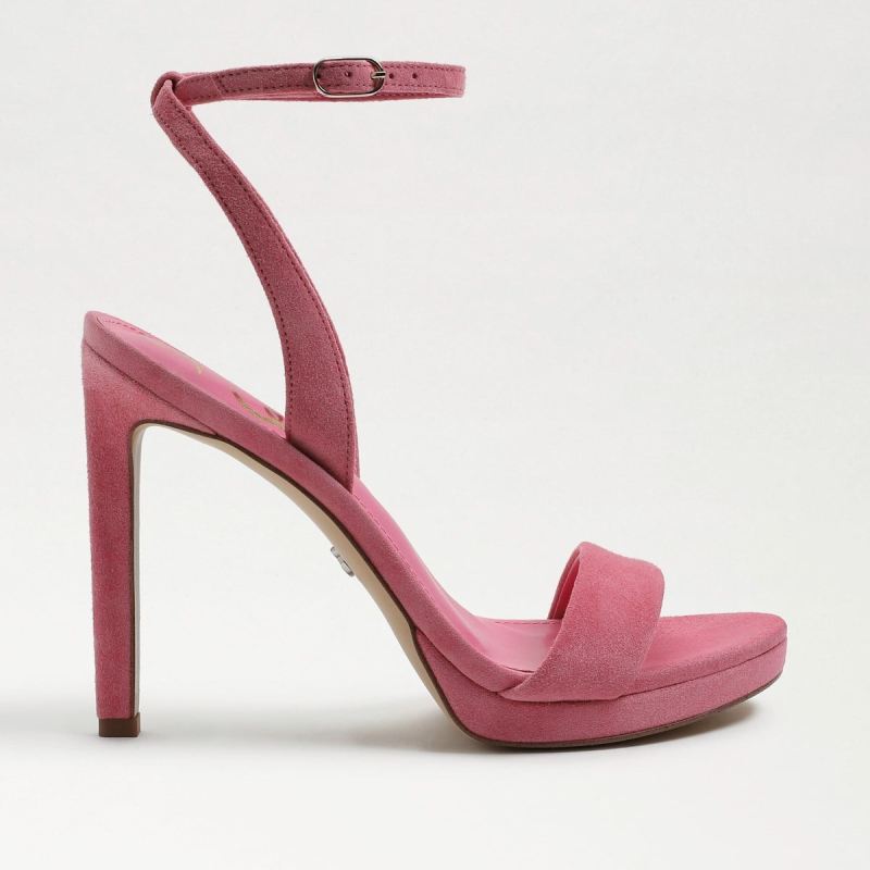 Sam Edelman Jade Ankle Strap Heel-Carmine Rose Suede