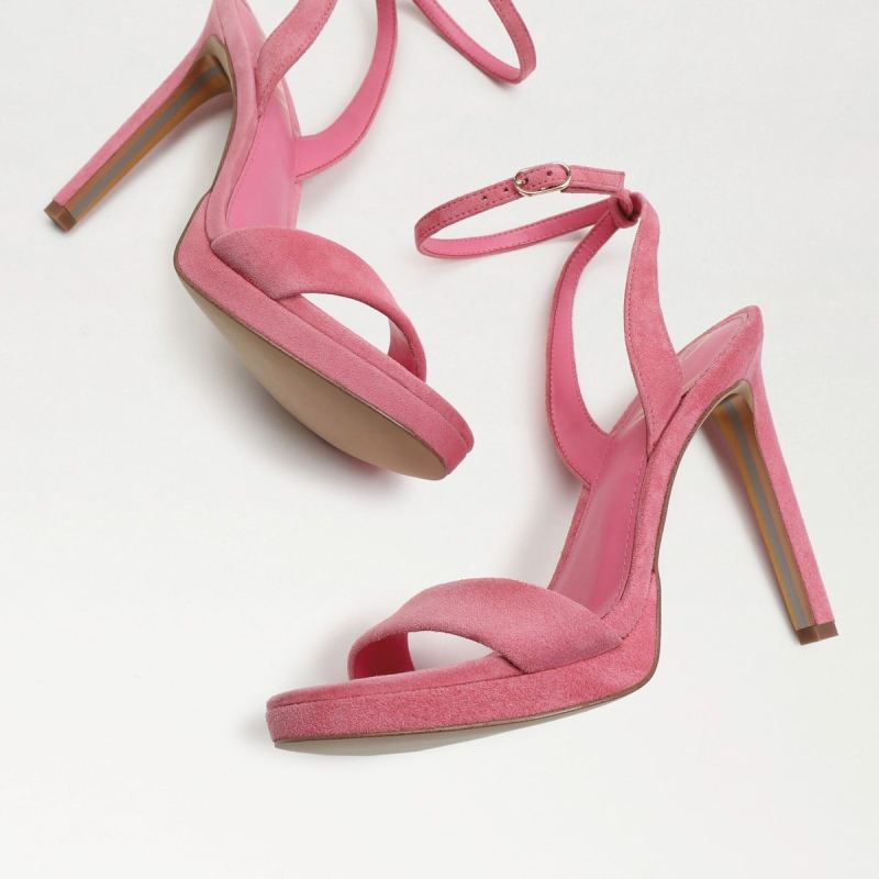 Sam Edelman Jade Ankle Strap Heel-Carmine Rose Suede