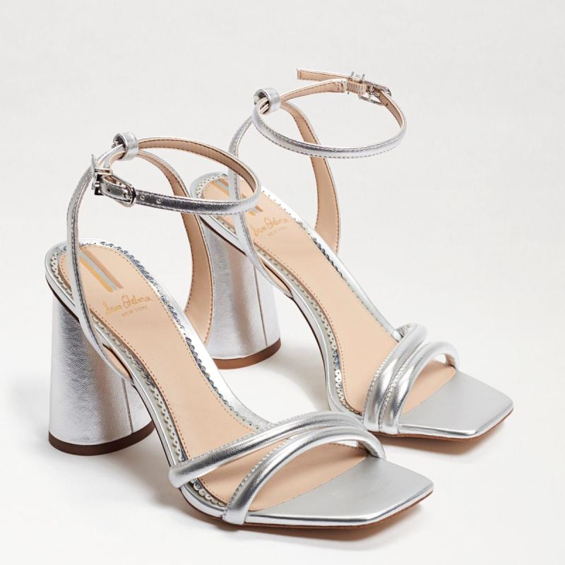 Sam Edelman Kia Block Heel Sandal-Soft Silver Leather Sam Edelman Kia Block Heel Sandal-Soft Silver Leather