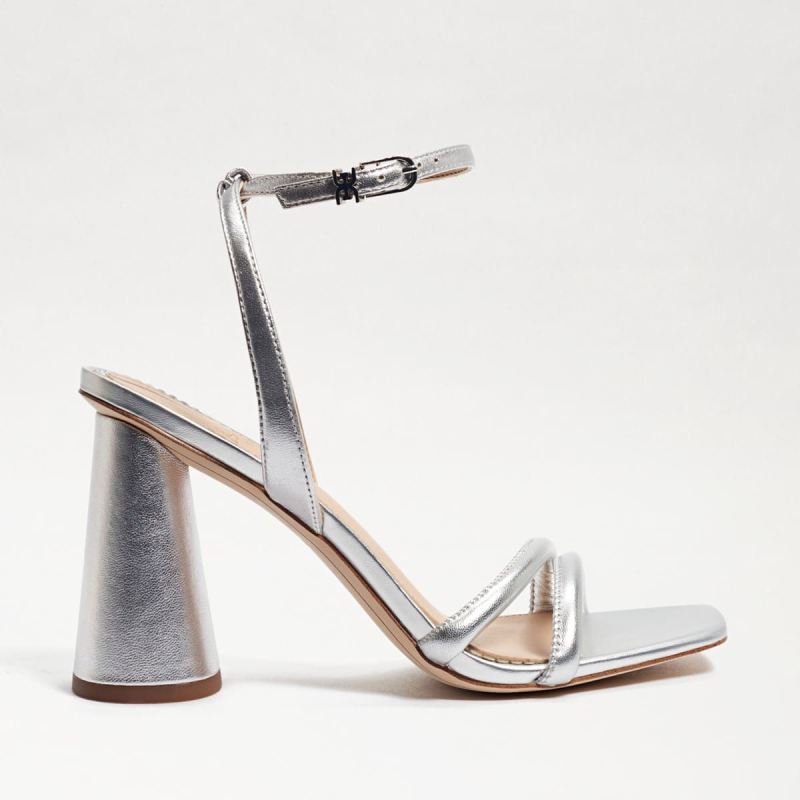 Sam Edelman Kia Block Heel Sandal-Soft Silver Leather