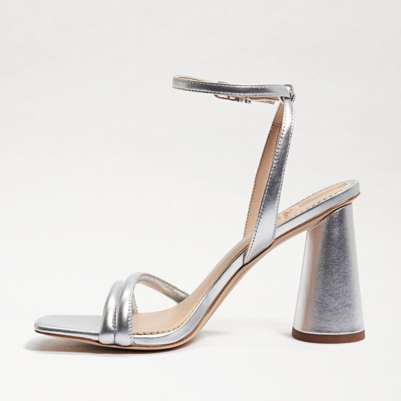 Sam Edelman Kia Block Heel Sandal-Soft Silver Leather
