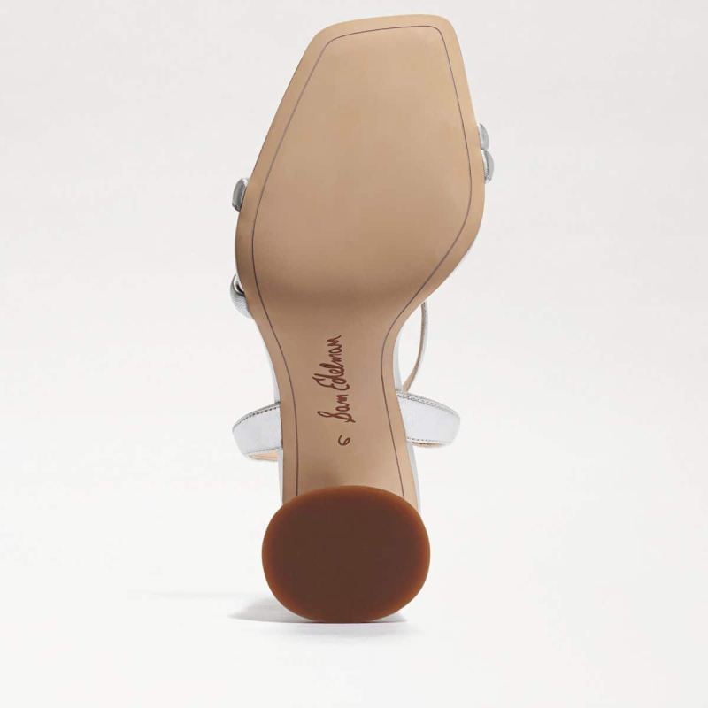 Sam Edelman Kia Block Heel Sandal-Soft Silver Leather