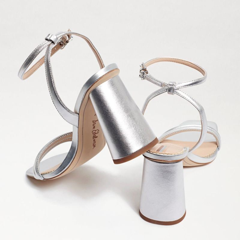 Sam Edelman Kia Block Heel Sandal-Soft Silver Leather