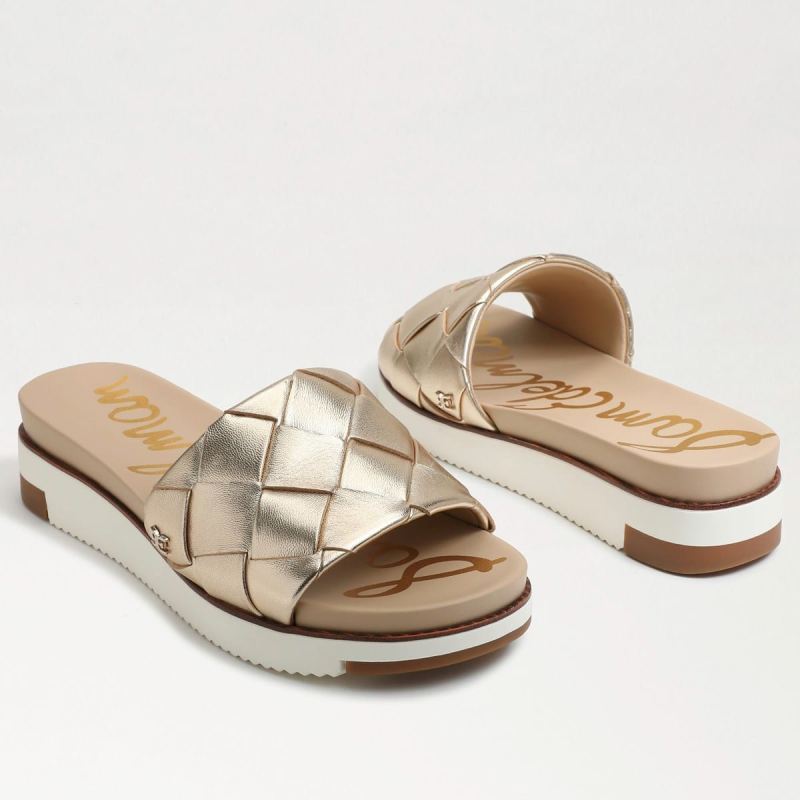 Sam Edelman Adaley Woven Slide Sandal-Gold Leaf Leather