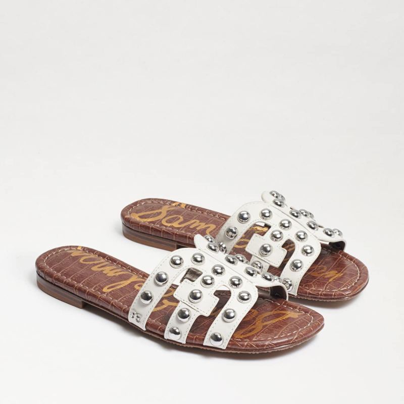 Sam Edelman Bay 14 Studded Slide Sandal-Bright White Leather