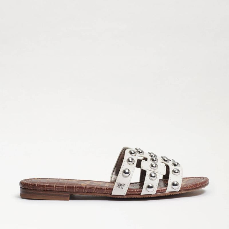 Sam Edelman Bay 14 Studded Slide Sandal-Bright White Leather