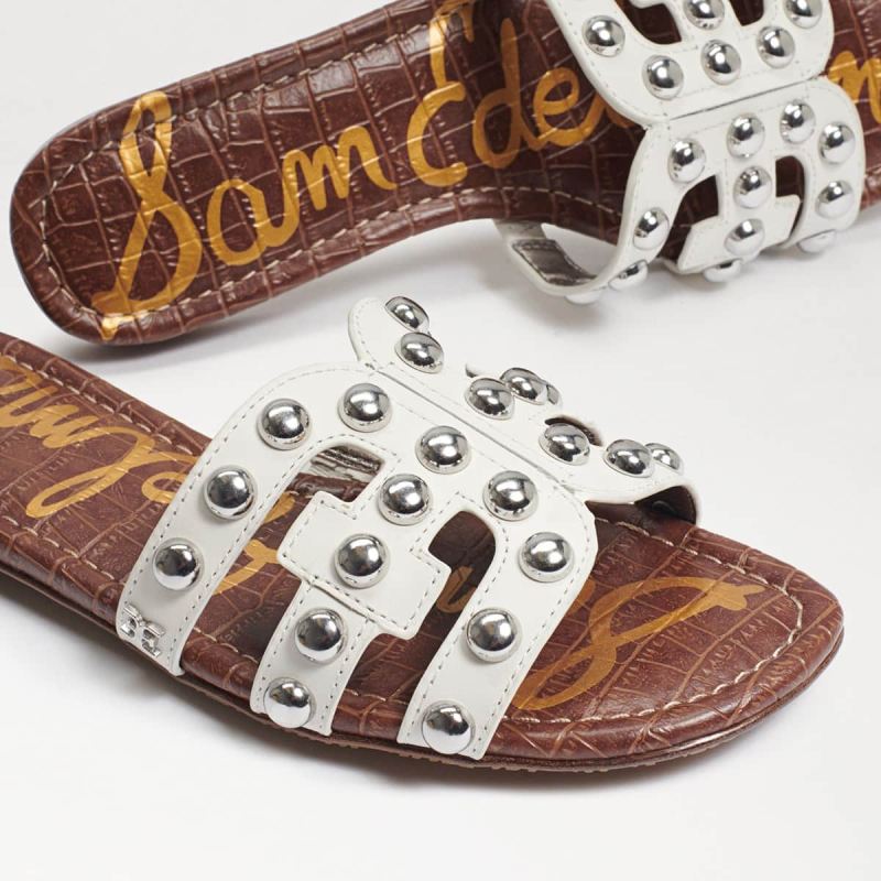 Sam Edelman Bay 14 Studded Slide Sandal-Bright White Leather