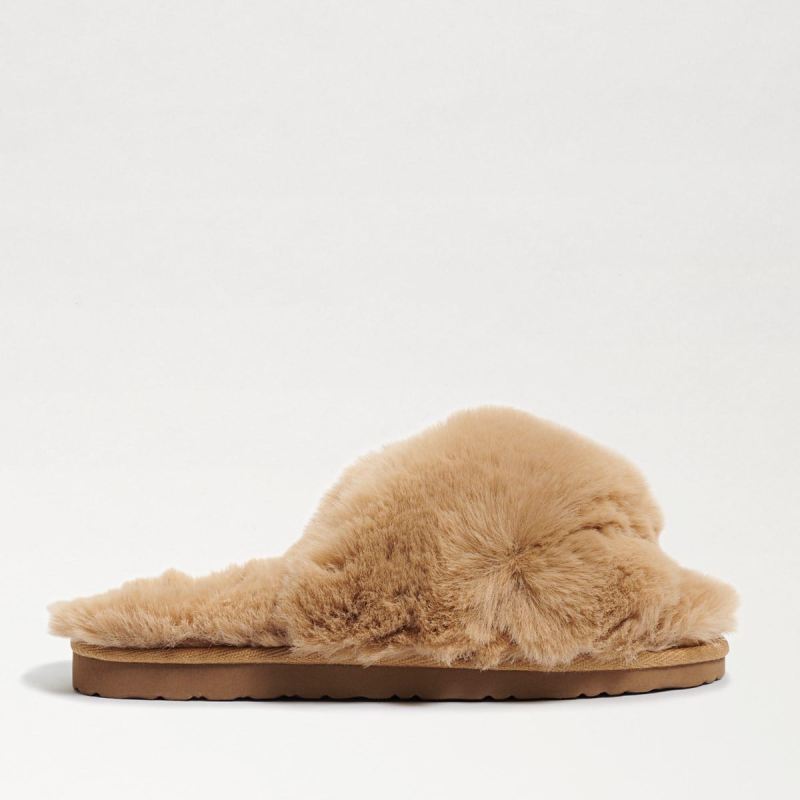 Sam Edelman Jeane Criss Cross Slipper-Camel Plush Fur