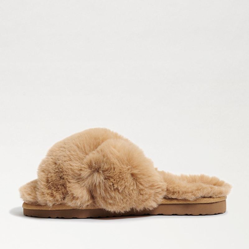 Sam Edelman Jeane Criss Cross Slipper-Camel Plush Fur