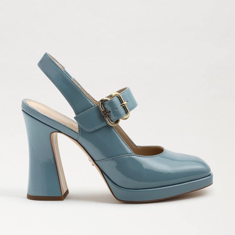 Sam Edelman Jildie Mary Jane Sling Back Heel-Smokey Blue Patent