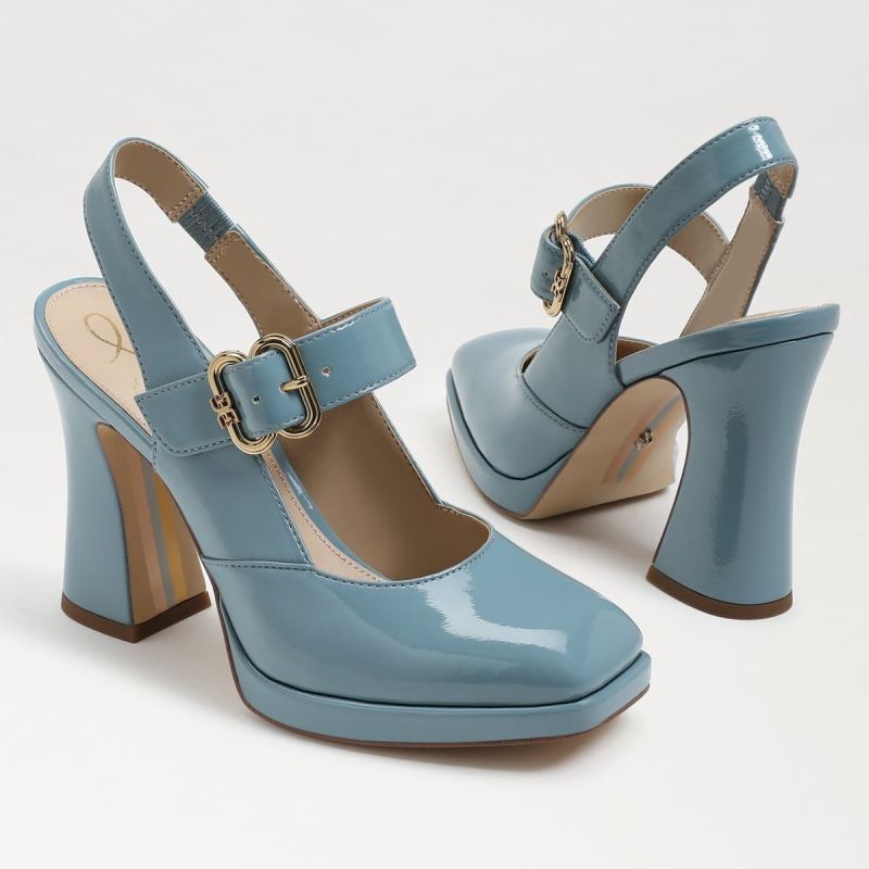 Sam Edelman Jildie Mary Jane Sling Back Heel-Smokey Blue Patent