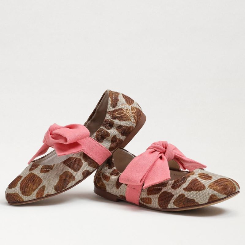 Sam Edelman Felicity Kids Ballet Flat-Ivory/Tan Giraffe