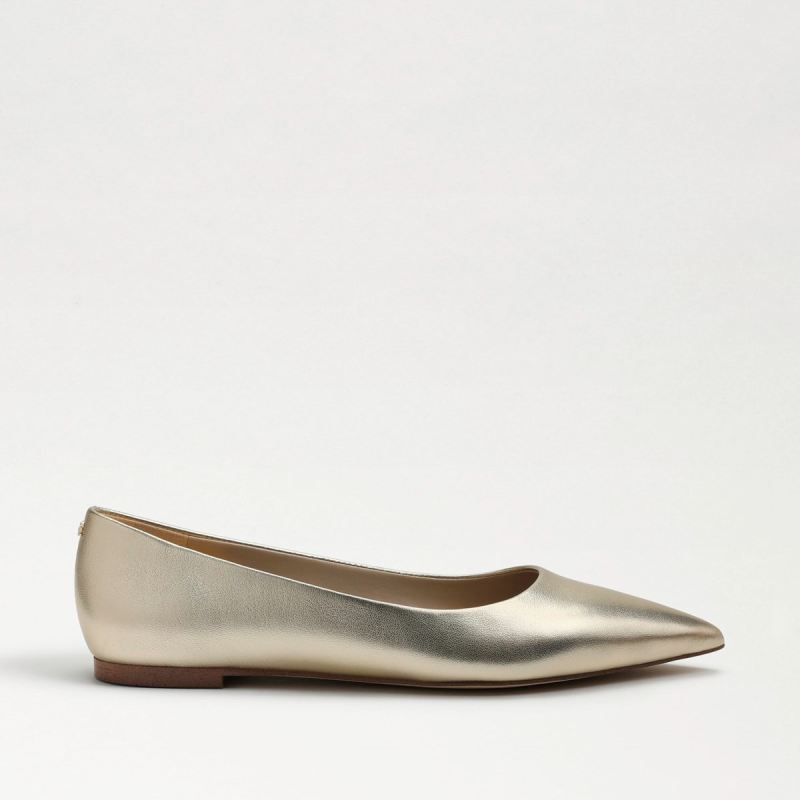 Sam Edelman Wanda Pointed Toe Flat-Molten Gold Leather