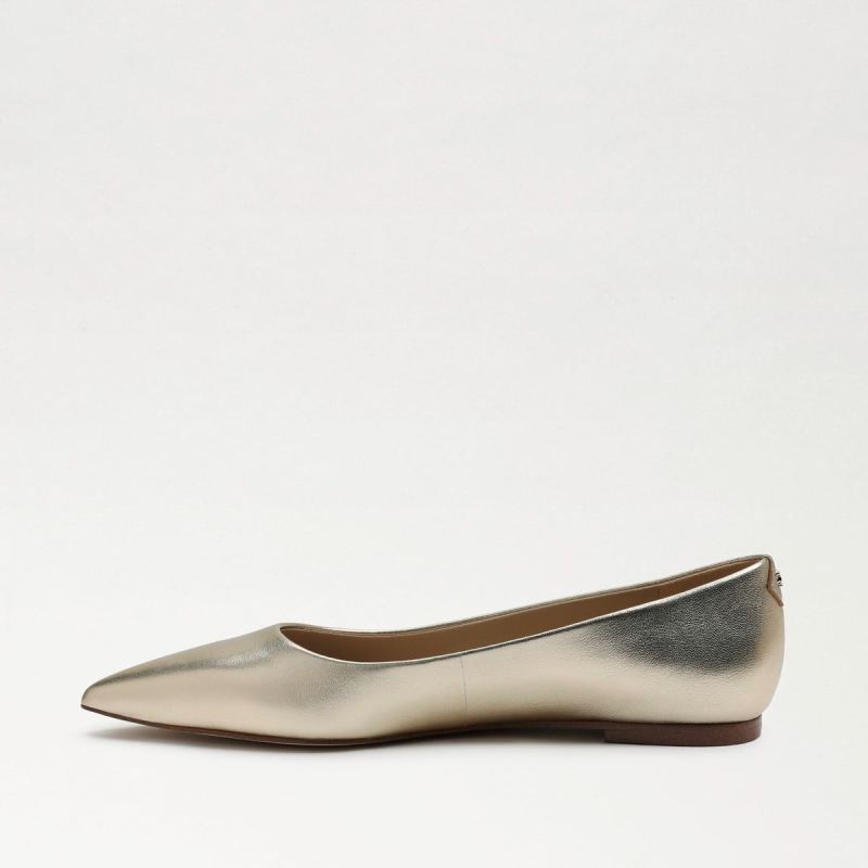 Sam Edelman Wanda Pointed Toe Flat-Molten Gold Leather