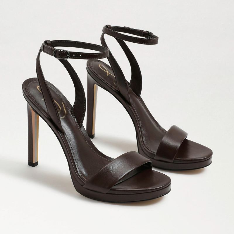 Sam Edelman Jade Ankle Strap Heel-Dark Chocolate Leather - Click Image to Close