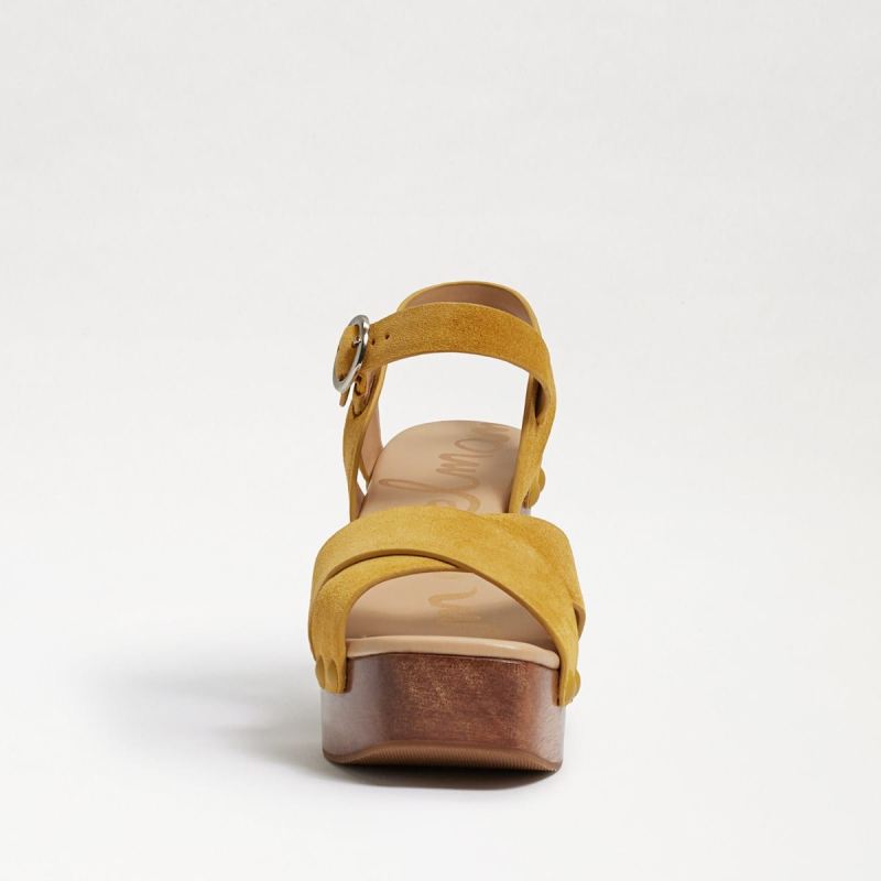 Sam Edelman Josefine Platform Heeled Sandal-Mustard Yellow Suede