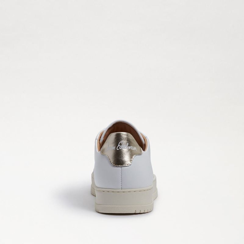 Sam Edelman Ellis Lace Up Sneaker-White/Gold Leather