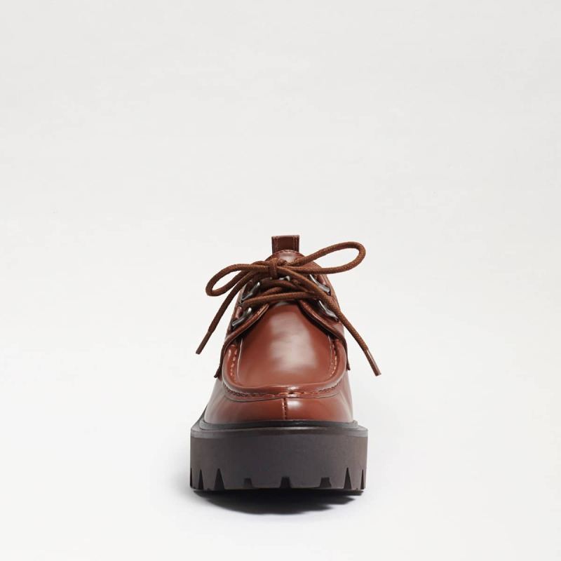 Sam Edelman Monna Lace up Lug Sole Loafer-Dark Mocha Leather