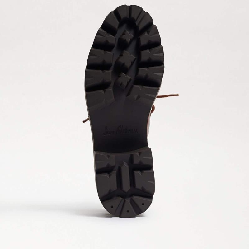 Sam Edelman Monna Lace up Lug Sole Loafer-Dark Mocha Leather