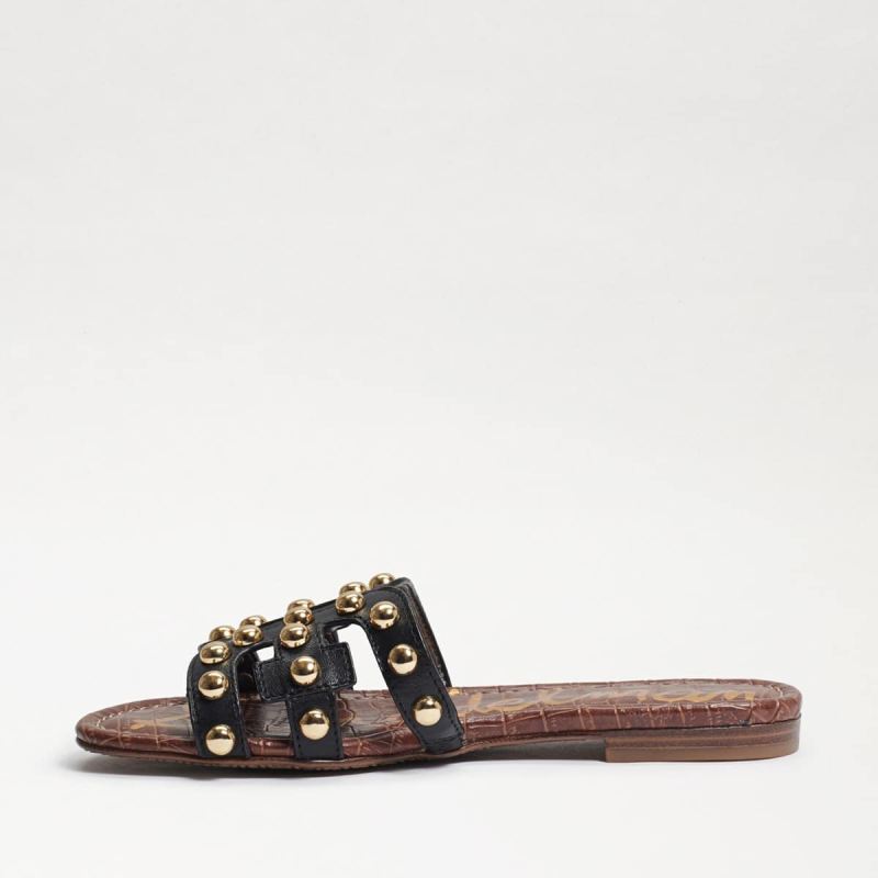 Sam Edelman Bay 14 Studded Slide Sandal-Black Leather