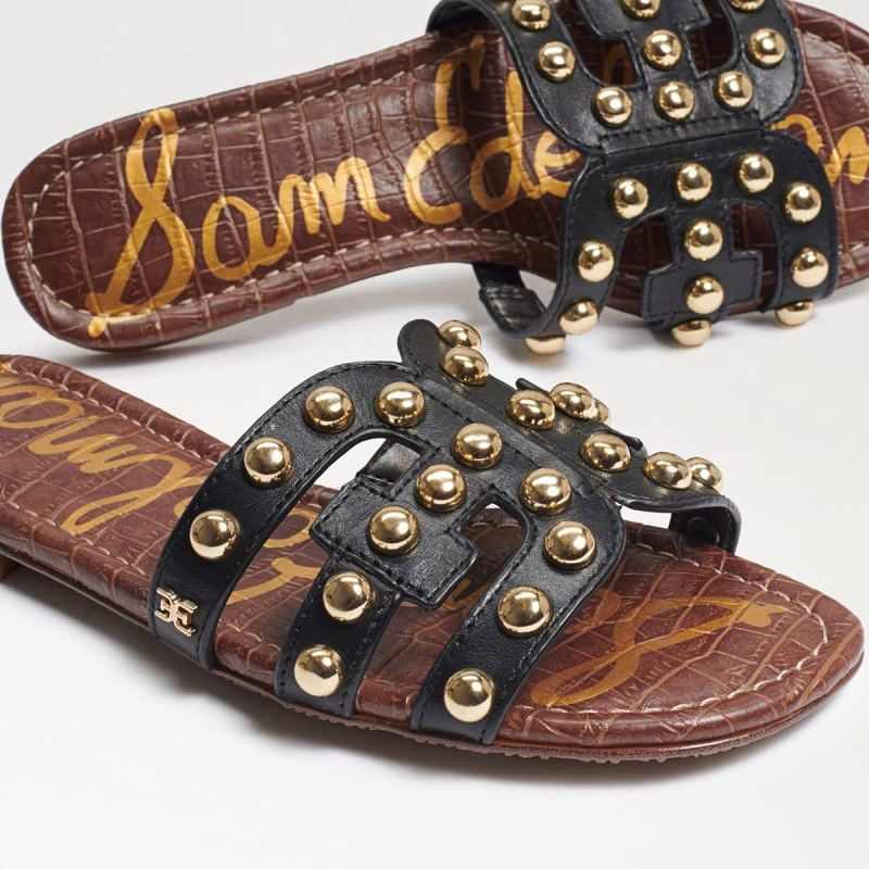 Sam Edelman Bay 14 Studded Slide Sandal-Black Leather